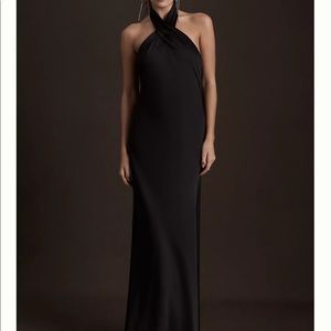 BHLDN BLACK HIGH NECK MAXI GOWN
